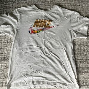 Nike White T-Shirt with Multicolor Logo